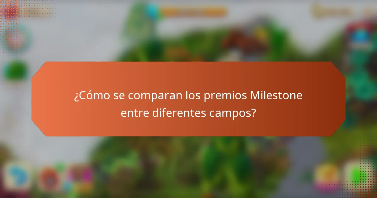 ¿Cómo se comparan los premios Milestone entre diferentes campos?