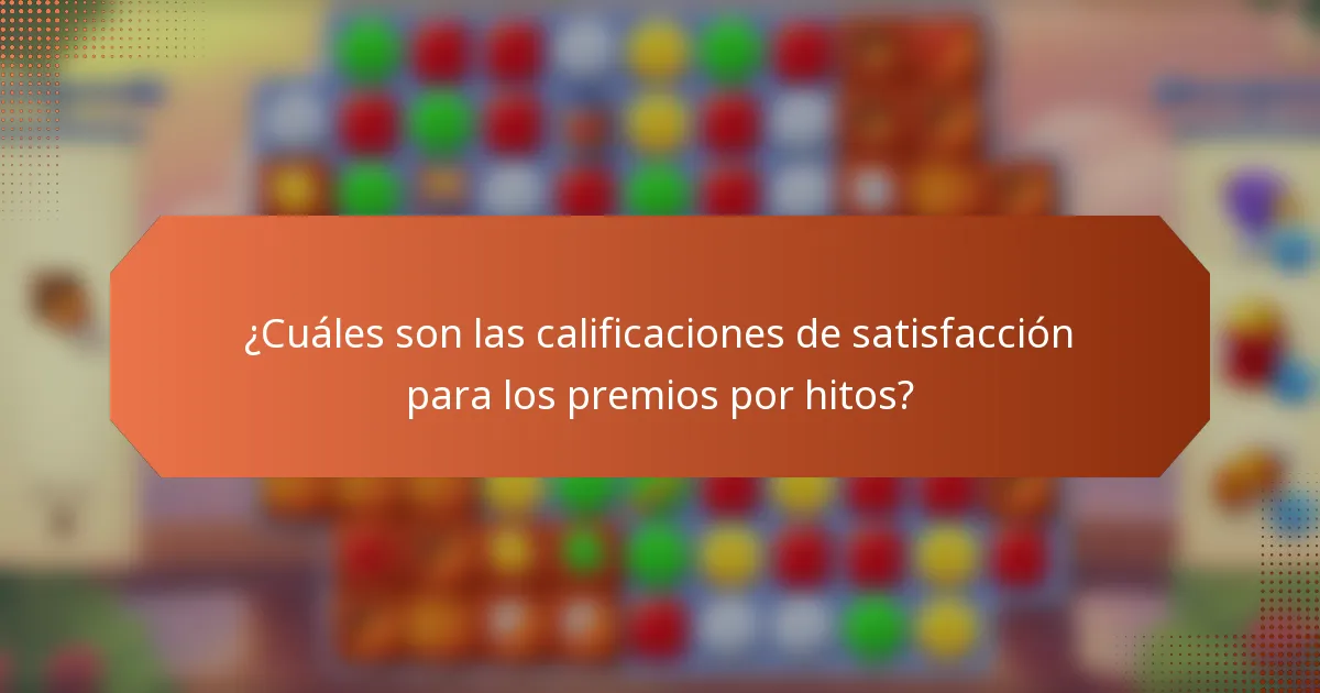 ¿Cuáles son las calificaciones de satisfacción para los premios por hitos?